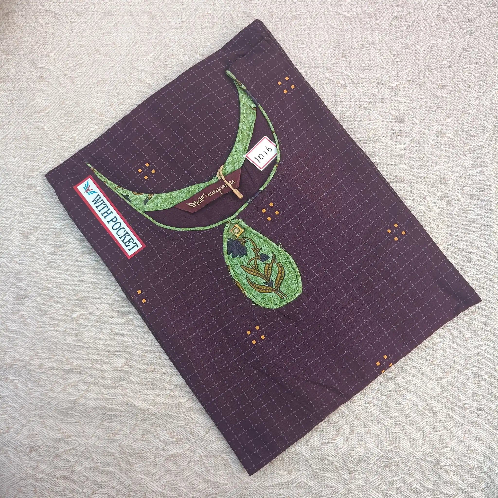 Women's Stylish U Neck Purple Printed Kurti with Side Pocket Main image