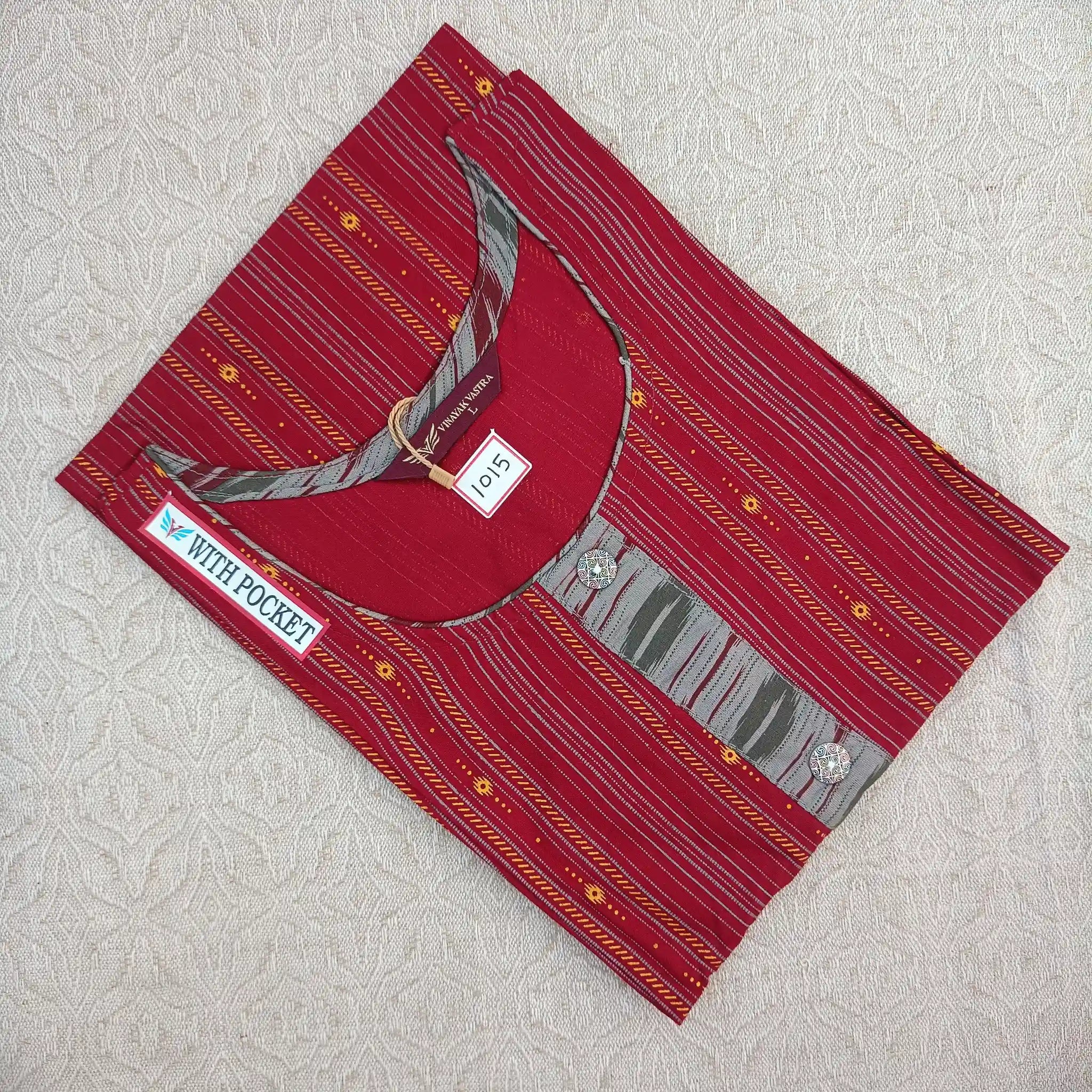 Women's U Neck Maroon Printed Kurti with Side Pocket Main image