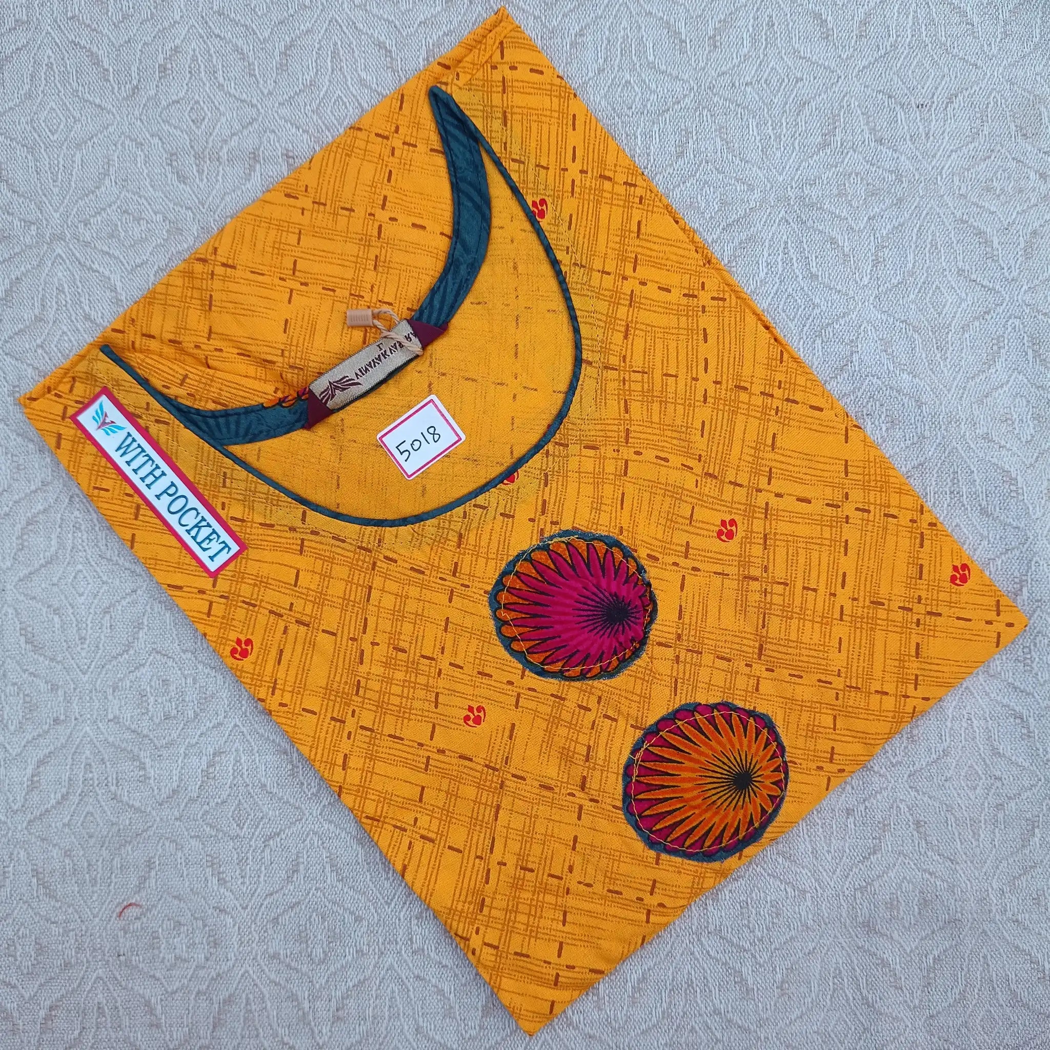 Women's Ultimate U Neck Yellow Printed Kurti with Side Pocket Main image