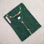 Women's V Neck Dark Green Printed Kurti with Fancy Button